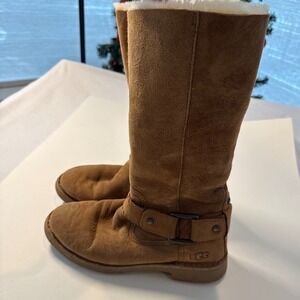 UGG Womens Braiden Genuine Shearling Harness Boots Western Chestnut Brown Sz 7.5